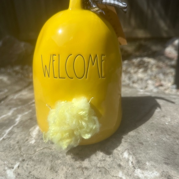 WELCOME BIRDHOUSE by Rae Dunn in sun catching cheery yellow - Picture 2 of 2